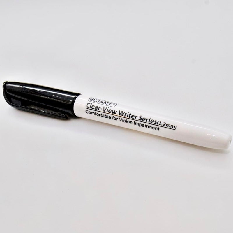 Bejamy (Bullet Tip-1.2mm, PACK of 12, Black Water-Based ink) Clear-View Writer Bold Writing Pen, Low Vision Assistive Writing Tool for Visual Impairment,Odorless,Non-Toxic,No Oil,Alcohol Free - Image 3